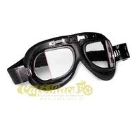 Occhiali aviatore da moto retrò vintage per casco jet neri con lente squadrata