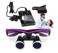Occhiali Binoculari Ingrandenti Per Odontoiatria Con Lampada Frontale A LED Wireless, Ingrandimento 2.5X/3.5X, Occhiali Ingrandenti Da Laboratorio Regolabili Per Igienisti(Purple,2.5X)