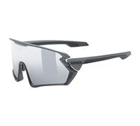 uvex sportstyle 231, occhiali sportivi unisex, privo di appannamenti, comfort senza pressione e tenuta perfetta, black-grey matt/mirror silver, one size