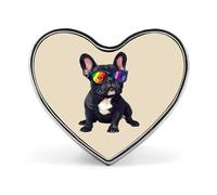Occhiali colorati Bulldog Francese Distintivo A Forma di Cuore Carino Spilla Spille Distintivi Pulsante per Zaino Giacche Cappelli Decor
