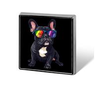 Occhiali colorati Bulldog francese Distintivo Quadrato Spilla Carino Spille Distintivi Pulsante per Zaino Giacche Cappelli Decor