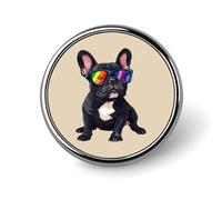 Occhiali colorati Bulldog Francese Distintivo Rotondo Carino Spilla Spille Distintivi Pulsante per Zaino Giacche Cappelli Decor