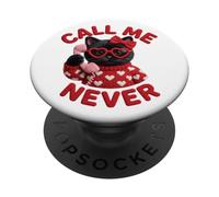 Occhiali con scritta "Call Me Never Black Cat Valentine" con cuore e grafica carina PopSockets PopGrip Adesivo