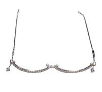 Occhiali da donna con mezza montatura con diamanti, decorazione a catena senza lenti a goccia per feste e occhiali da sole da strada