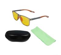 Occhiali da guida notturna con lenti anti-blu giallo chiaro per ridurre i riflessi, montatura leggera TR, include custodia rigida e panno in microfibra (arancione)