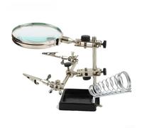 Occhiali da ingrandimento da 90 mm con morsetto a molla, ingrandimento 3x, supporto regolabile a 360°, struttura in metallo stabile per saldatura, fai da te e lavori di dettaglio, argento
