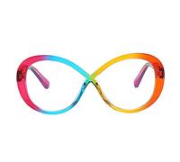 Occhiali da Lettura 0-3.5 Lente Trasparente Visione Chiara Montatura Leggera Moda Comodo Occhiali da Lettura Retro Round Frame Occhiali con cerniera a molla (Arcobaleno, 2.5)