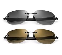 Occhiali da lettura bifocali, senza cornice, occhiali da sole, occhiali da lettura, per uomini, donne, Nero e marrone, 3.0