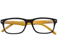 occhiali da lettura con montatura in policarbonato nero e giallo sistema flex per presbiopia semplice