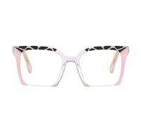 Occhiali da Lettura Oversize Square: Semi-Senza Montatura Vintage con Anti Luce Blu Lenti Cerniera a Molla Occhiali Presbiopia Lettori per Donna Uomo (Rosa, 3.5)