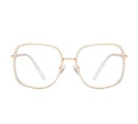 Occhiali da Lettura Presbiopia Oversize Rotondo:Acetato Metallo Frame Vintage con Anti Luce Blu Lenti Cerniera a Molla Occhiali Lettori per Donna Uomo (Clear, 2.5)