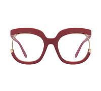 Occhiali da Lettura Presbiopia Oversize Rotondo:Acetato Metallo Frame Vintage con Anti Luce Blu Lenti Cerniera a Molla Occhiali Lettori per Donna Uomo (Rosso, 3.5)