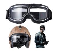 Occhiali Da Moto,Occhiali Da Motocross,Occhiali Da Moto in Pelle PU,Occhiali Da Moto Antivento,Occhiali Fuoristrada Da Moto,Occhiali Da Ciclismo Retrò,Lenti Protettive Per Moto Adatto Per Motocross