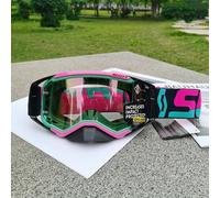 Occhiali da moto Scott, occhiali protettivi Harley, occhiali da sci, anti-vento e antipolvere per sci e guida 1PC - Foglio trasparente con cornice bianca e rossa,1 pezzo - Foglio trasparente con bordo