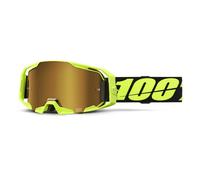 Occhiali da motocross 100% ARmatic Neon Yellow con vero plexiglass dorato