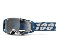 Occhiali da motocross 100% ARMEGA Albar blu e bianco (plexi trasparente)