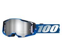 Occhiali da motocross 100% ARMEGA Rockchuck nero-bianco-blu (plexi argento)