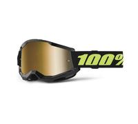 Occhiali da motocross 100% STRATA 2 Nuovo Nero solare (plexi oro)