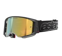 Occhiali da motocross Alpinestars Supertech Vision Vista neri con lente specchiata dorata