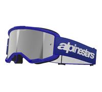 Occhiali da motocross Alpinestars Vision 3 Wordmark blu con lenti argento specchiate
