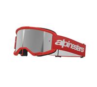 Occhiali da motocross Alpinestars Vision 3 Wordmark rosso con lente radiale argento