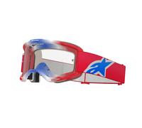 Occhiali da motocross Alpinestars Vision 5 Corp rossi, bianchi e blu con lenti trasparenti