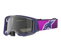 Occhiali da motocross Alpinestars Vision 8 Corp viola-trasparenti con lente specchiata argento