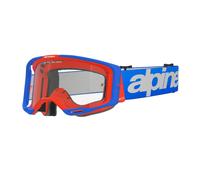 Occhiali da motocross Alpinestars Vision 8 Wordmark blu-arancio con lenti trasparenti