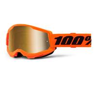 Occhiali da motocross per bambini 100% STRATA 2 arancioni con plexiglass specchiato oro