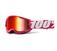 Occhiali da motocross per bambini 100% STRATA 2 rosa (plexi rosso specchiato)