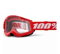 Occhiali da motocross per bambini 100% STRATA 2 rossi con plexiglass trasparente
