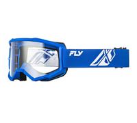 Occhiali da motocross per bambini FLY Racing Focus blu-bianchi con plexiglas trasparente