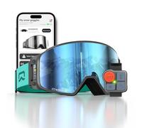 Occhiali da sci Bluetooth multifunzione con walkie-talkie, lenti anti-appannamento sostituibili, musica e chiamate, display AMOLED in tempo reale, compatibile con la maggior parte dei caschi (G03 blu