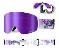 Occhiali da Sci Maschera Snowboard Apribili Flip-Up - Senza Montatura Amplo Campo Visivo - Rivestimento REVO - UV400, Compatibile con Casco, Uomo Donna per Uomo Donna, Adatto a Motoslitta e Sport Neve