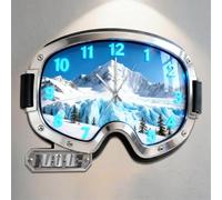 Occhiali da sci personalizzati a tema orologio da parete regalo per gli amanti dello sci alpino, Stampa piatta 2D nome personalizzato testo da sci occhiali da sci stile orologio da parete sospeso