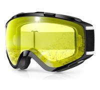 Occhiali da sci sopra gli occhiali da neve/snowboard per uomini, donne e ragazzi, 100% protezione UV (B1-montatura nera lenti gialle (75%))