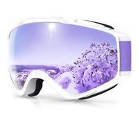 Occhiali da sci sopra gli occhiali da neve/snowboard per uomini, donne e ragazzi, 100% protezione UV (E1-montatura bianca/lenti viola (vlt: 14%))