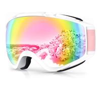 Occhiali da sci sopra gli occhiali da neve/snowboard per uomini, donne e ragazzi, 100% protezione UV (montatura bianca B10, lenti rosa Revo (46%))
