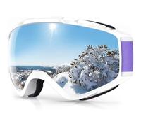 Occhiali da sci sopra gli occhiali, occhiali da neve e snowboard, per uomini, donne e ragazzi, 100% protezione UV (fascia argento-viola)