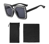 Occhiali Da Sole A 1 Pezzi, Tessuti Da 1 Pezzi, Borsa Da Occhiali Da 1 Pezzi, Occhiali Da Sole A Diamante, Occhiali Da Donna, Occhiali Da Sole Neri Retrò, Accessori Per Abbigliamento Per Feste.