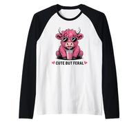 Occhiali da Sole a Forma di Cuore Carini ma Selvaggi con Mucca Maglia con Maniche Raglan