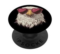 Occhiali da sole a forma di cuore con grazioso costume da aquila PopSockets PopGrip Adesivo