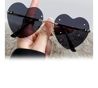 Occhiali da sole a forma di cuore, dotati di funzione di protezione UV, leggeri e comodi, adatti per l'ombra all'aperto(Black,13.8 * 4.8cm)