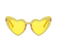 Occhiali da sole a forma di cuore - Occhiali da sole trasparenti, occhi di gatto, classici vintage, occhiali da sole alla per donne, compleanni, Giallo, Refer to description