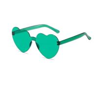 Occhiali da sole a forma di cuore per donna, dotati di funzione di protezione UV, le gambe dello specchio non si deformano facilmente, adatti per l'ombra all'aperto(green,14 * 6.4cm)