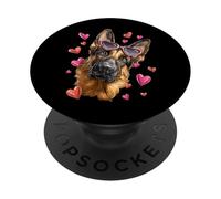 Occhiali da sole a forma di cuore per San Valentino con pastore tedesco PopSockets PopGrip Adesivo