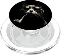 Occhiali da sole a forma di gatto con pipa, divertente design retrò PopSockets PopGrip per MagSafe