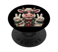 Occhiali da sole a forma di mucca, simpatici, amanti degli animali, segno della pace PopSockets PopGrip Adesivo