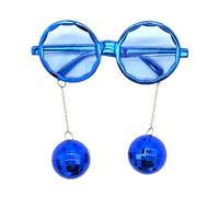 Occhiali da sole a forma di rotondo alla moda, con ciondolo a forma di palla, occhiali da discoteca, occhiali da discoteca, occhiali hippy
