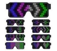 Occhiali da sole a LED che si illuminano dinamici e luminosi, per rave e feste, ricaricabili tramite USB, 8 modalità che si illuminano al buio, per compleanno, discoteca, Halloween, Natale, festival